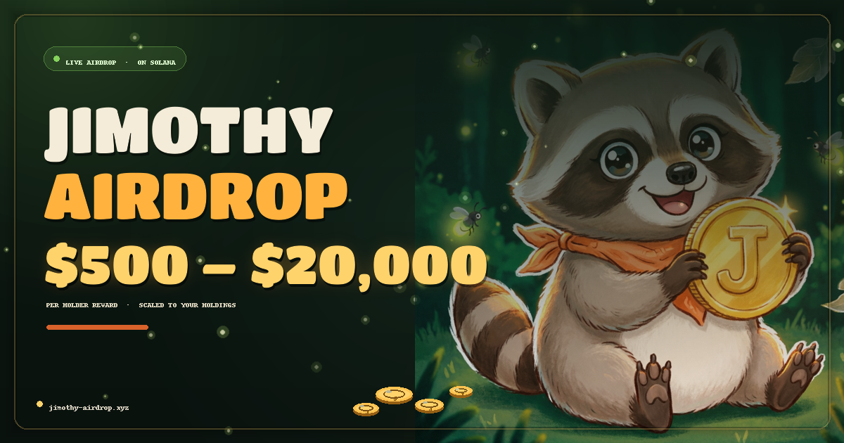 Jimothy the raccoon holding a gold J coin